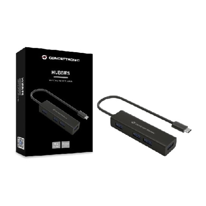 CONCEPTRONIC Aluminum USB-C hub with 4 ports HUBBIES07B 3.0