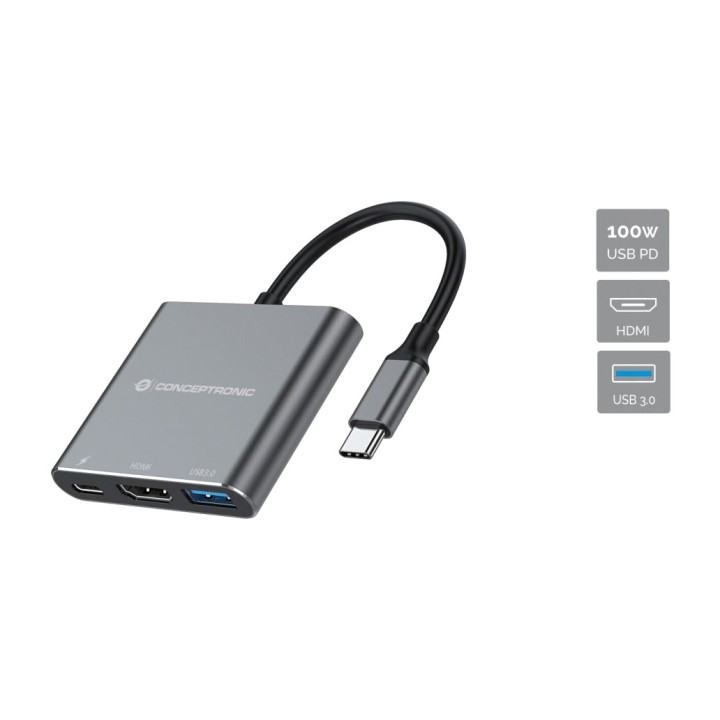 CONCEPTRONIC USB-C-Multiportadapter 3-in-1 mit HDMI DONN18G