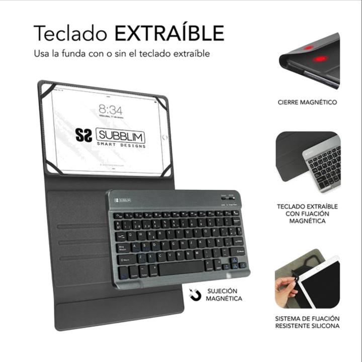 SUBBLIM Housse avec clavier Bluetooth amovible pour tablette