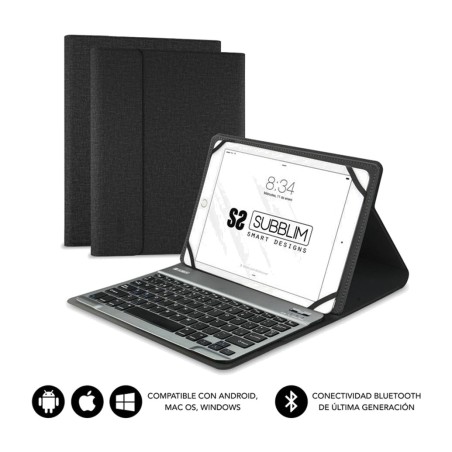 housse avec clavier bluetooth amovible pour tablette de 10,1 pouces keytab-pro