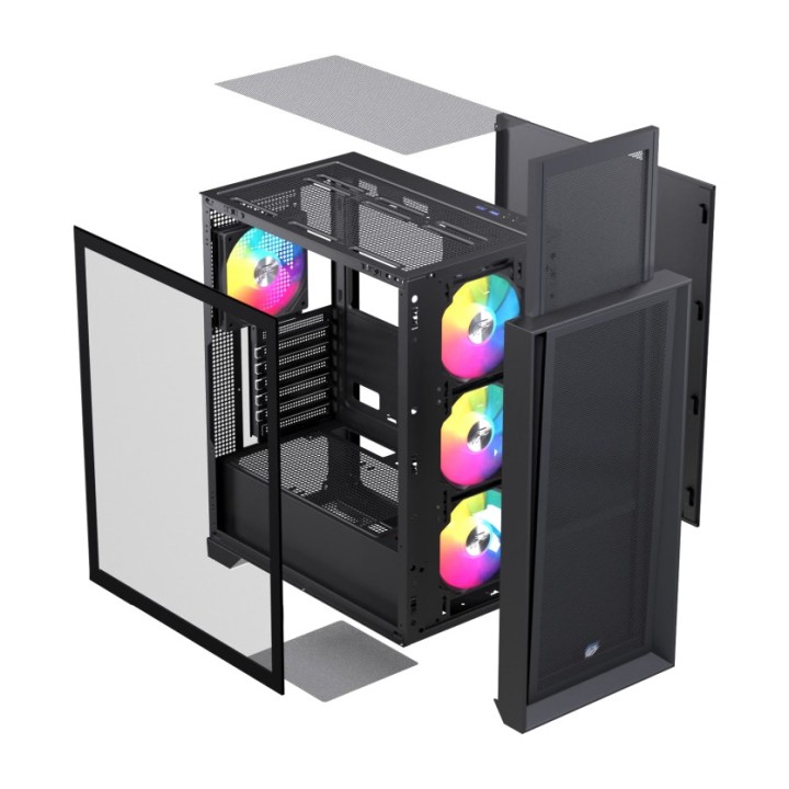 EINAREX Caja de PC gaming semitorre ATX con cristal