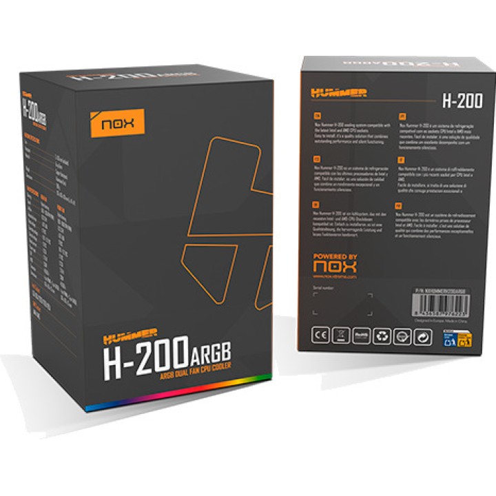 NOX CPU-Luftkühler mit zwei ARGB-Lüftern HUMMER-H200 2X130MM
