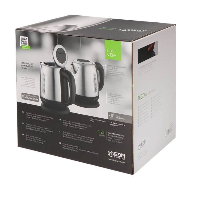 EDM Bollitore elettrico in acciaio inox con base girevole