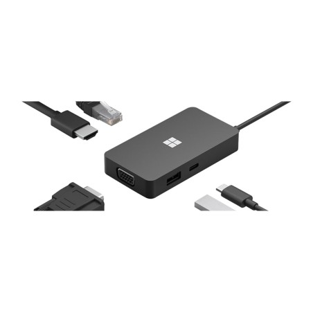 usb-c multiportadapter til rejse med hdmi, vga og ethernet surface-travel-hub