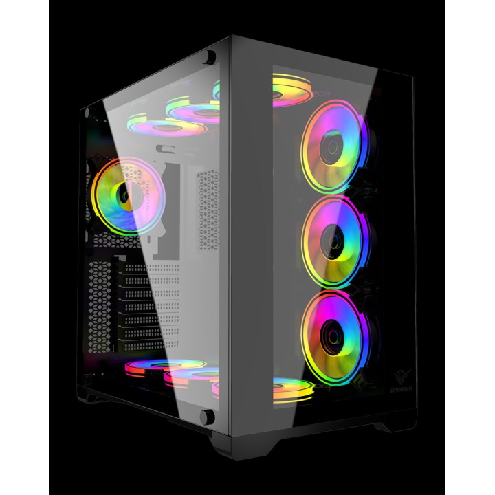 PHOENIX Gaming-PC-Gehäuse im Cube-Design mit zwei Seiten aus