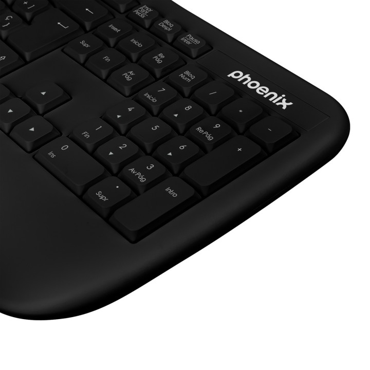 PHOENIX Teclado ergonómico inalámbrico K201 2.4GHZ