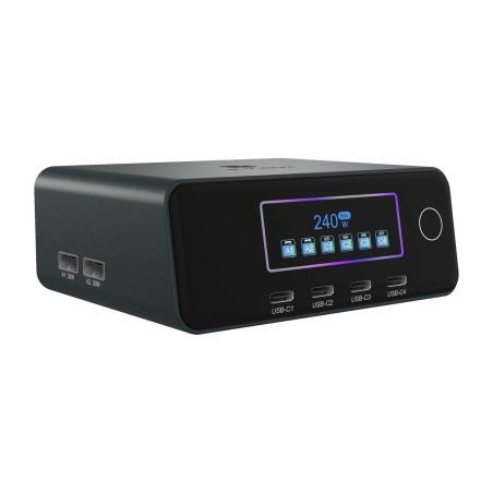 încărcător gan cu 6 porturi și ecran lcd ib-ps2401 diamond-charge