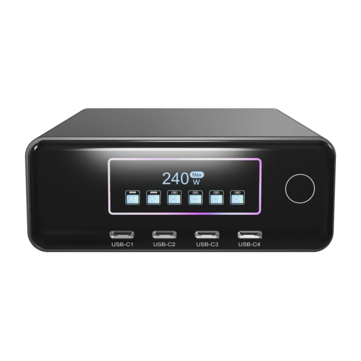 ICY BOX Chargeur GaN à 6 ports avec écran LCD IB-PS2401
