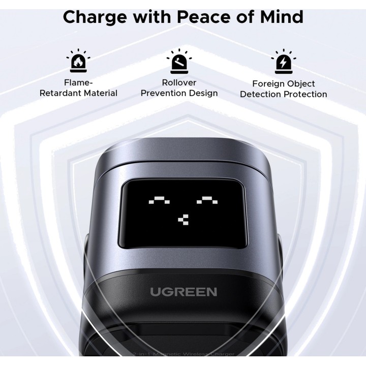 UGREEN Încărcător wireless magnetic 2 în 1 pentru telefon