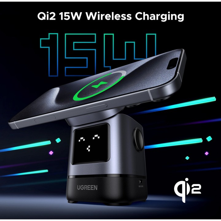 UGREEN Magnetická bezdrátová nabíječka 2 v 1 pro mobil