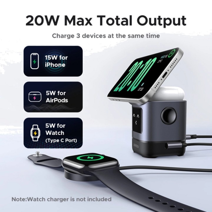 UGREEN Magnetyczna bezprzewodowa ładowarka 2 w 1 do telefonu