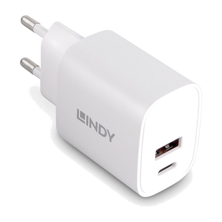 LINDY USB-vægoplader med to porte A-C PD 20W 100209179