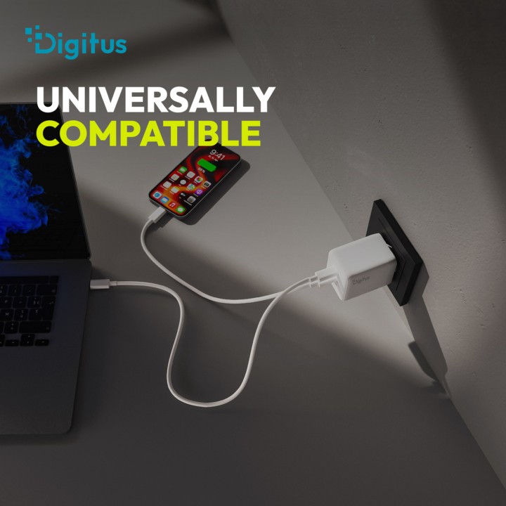 DIGITUS GaN USB-væglader med tredobbelt port 100W 2C+1A