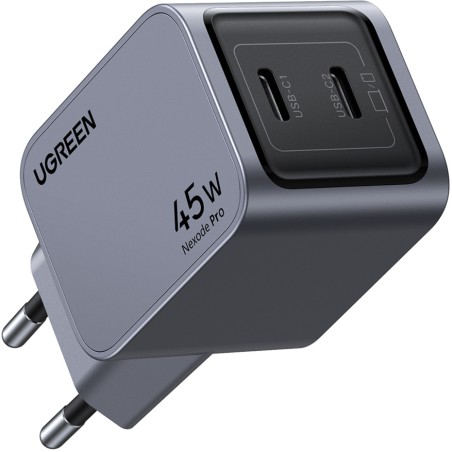 väggladdare med gan och två usb-c-portar 45w pd 35008