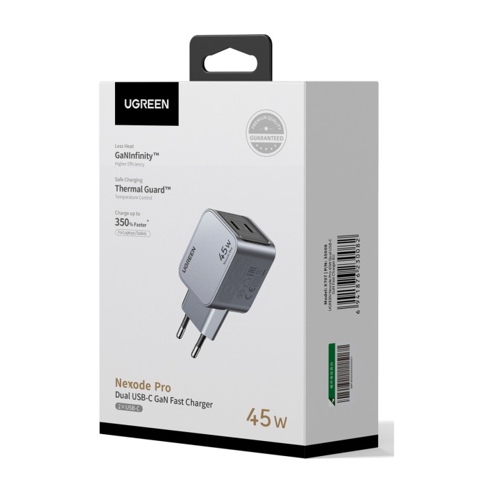 UGREEN GaN-Wandladegerät mit zwei USB-C-Anschlüssen 45W PD