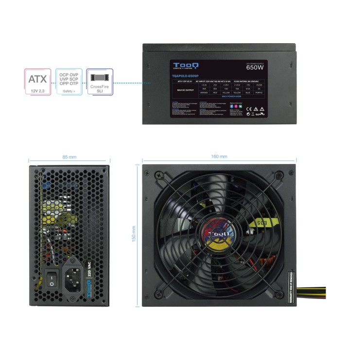 TOOQ Alimentatore ATX con PFC attivo TQAPOLO-650SP 650W