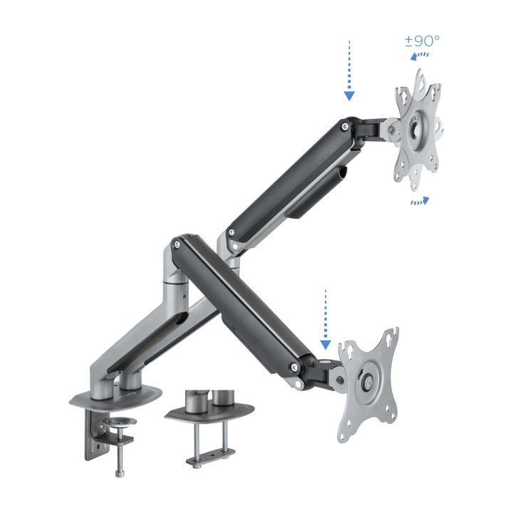 TOOQ Soporte doble para monitores con brazos de muelle y