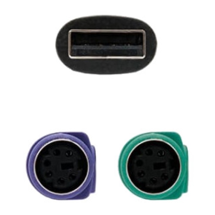 NANOCABLE USB-A-han til dobbelt PS/2-hun-adapter til
