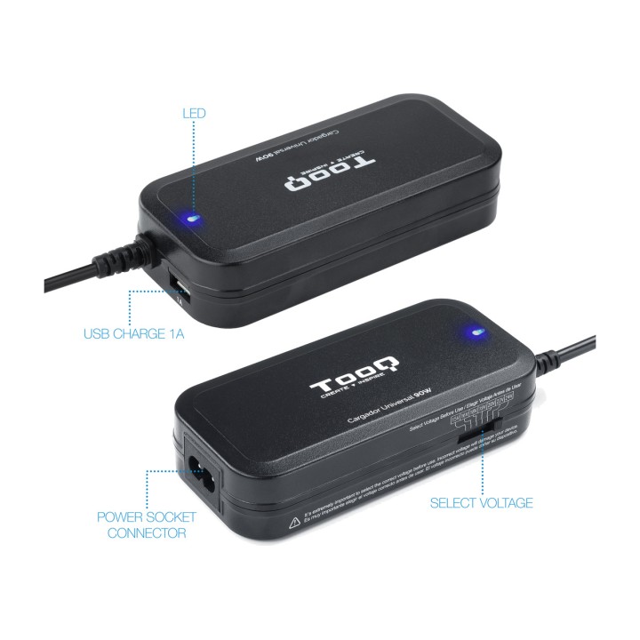 TOOQ Univerzální ruční nabíječka pro notebook s portem USB