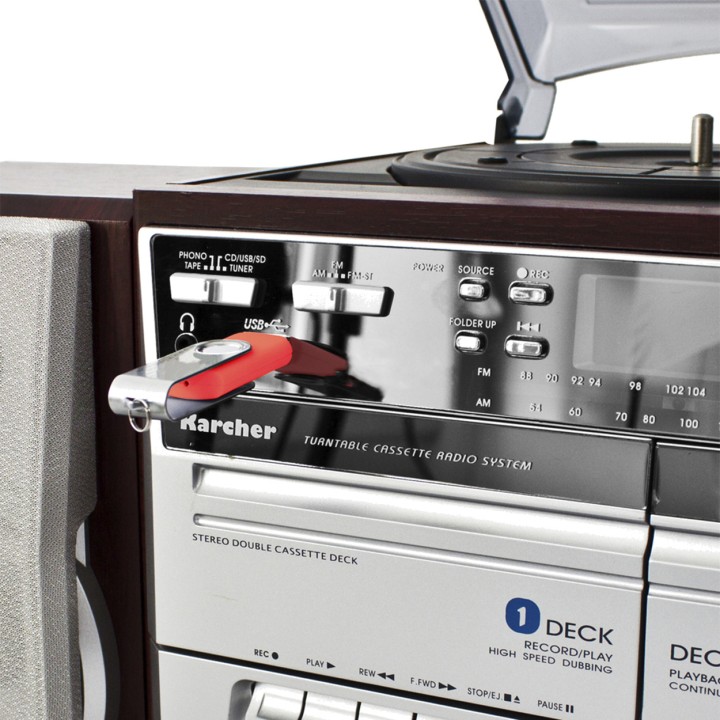 KARCHER AUDIO Equipo de música retro con tocadiscos, casete