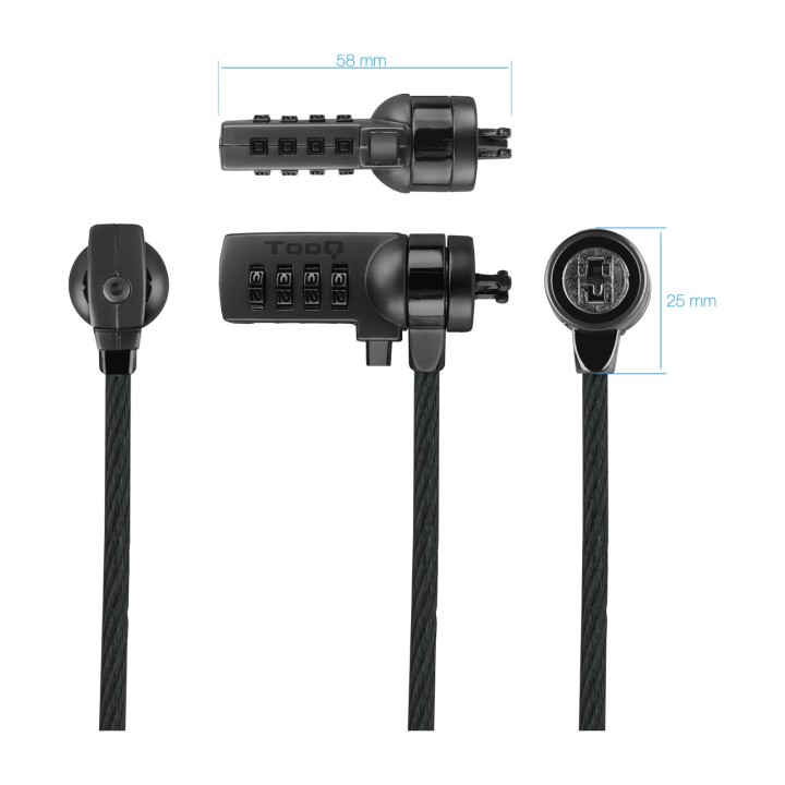 TOOQ Cablu antifurt cu cod pentru laptop TQCLKC0015 1,5M