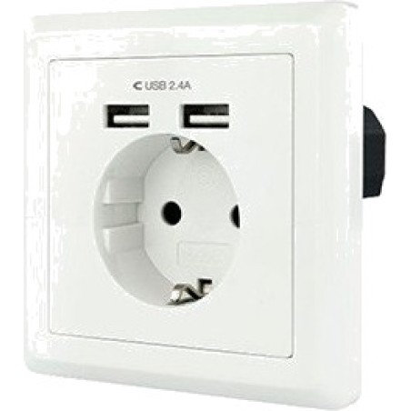 επιτοίχια πρίζα schuko με δύο θύρες usb 10.35.0010 16a 2,4a