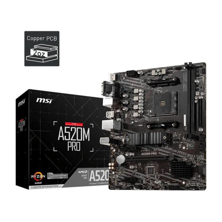 MSI Placa base micro ATX para AMD Ryzen 5000 A520M PRO DDR4