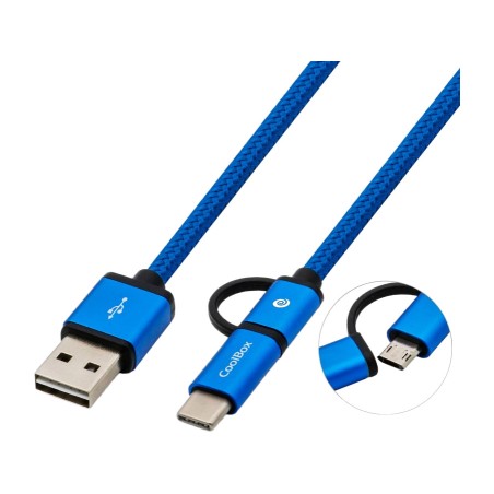 fonott többcsatlakozós kábel usb-a–microusb vagy usb-c, töltéshez és adatátvitelhez usb2.0 1m