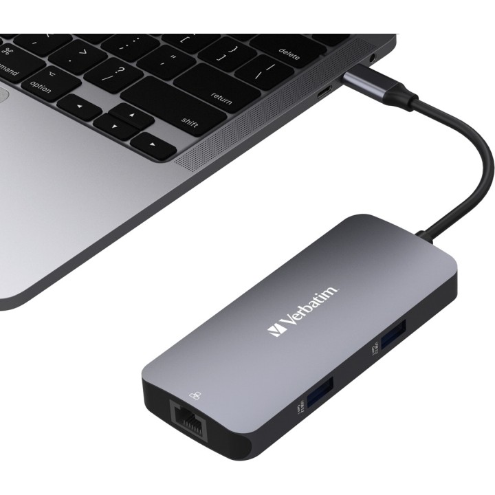 VERBATIM USB-C multiport hub with network port and HDMI