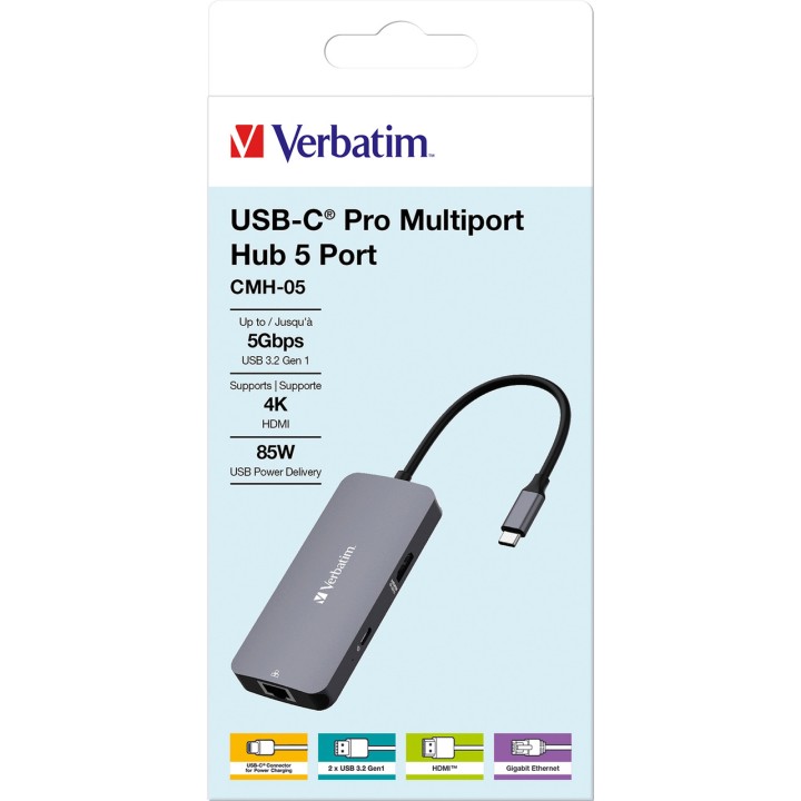 VERBATIM Hub multiport USB-C avec port réseau et HDMI CMH-05
