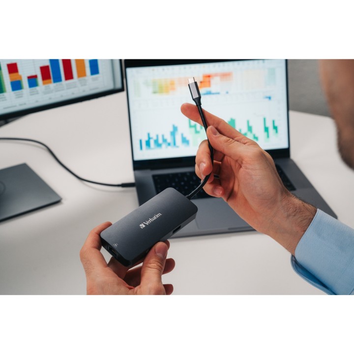 VERBATIM USB-C-Multiport-Hub mit Netzwerkanschluss und HDMI