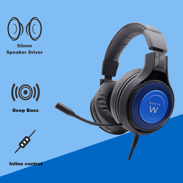 EWENT Gaming headset with microphone for PC and console