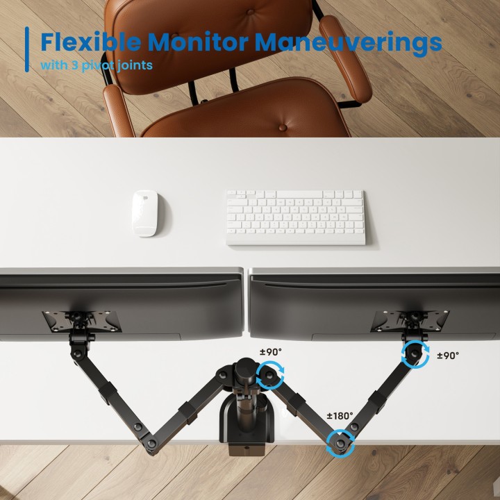 EWENT Schwenkbare Tischhalterung für zwei Monitore EW1512