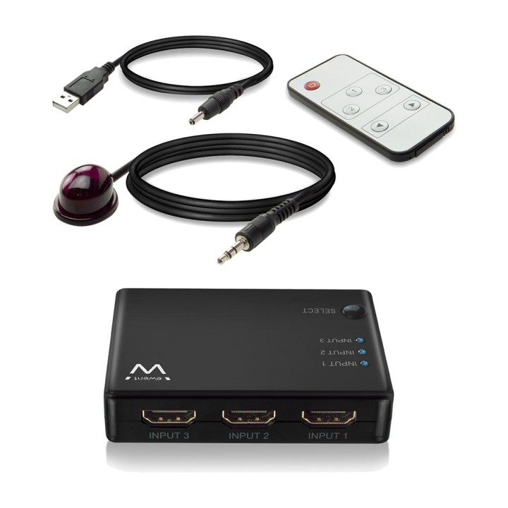 EWENT Conmutador HDMI con mando a distancia EW3730 4K 3X1 MGS0000013849