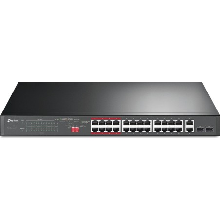 24-port fast ethernet poe+ unmanaged switch with 2 gigabit ports tl-sl1226p 2x-sfp 250w