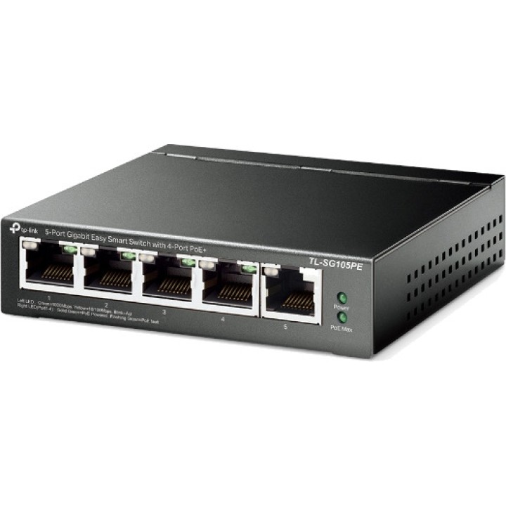 TP-LINK 5-Port Gigabit Managed Switch with 4 PoE+ TL-SG105PE