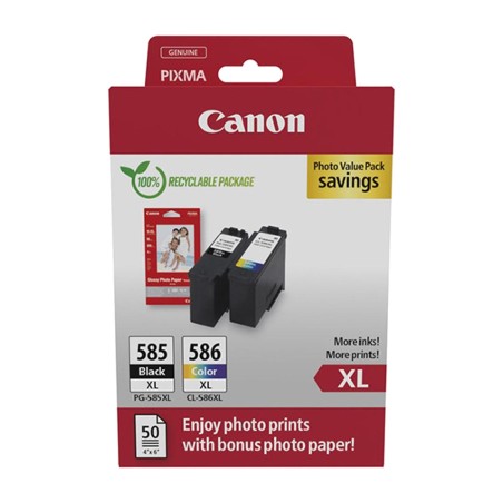 pack de cartuchos de tinta con papel fotográfico pg-585xl/cl-586xl 6204c005