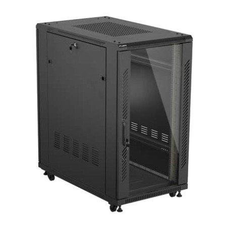 podlahový rack skříň se skleněnými dveřmi 19" 22u 600x1000mm ff01-6022-12b