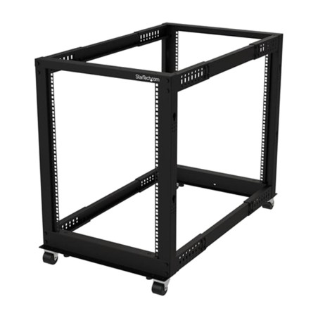 rack a telaio aperto a 4 montanti con ruote e piedini di livellamento 15u 19" 4postrack15u