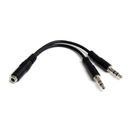 adapter til hovedtelefoner med mikrofon, minijack 4-polet hun til dobbelt 3-benet han 3,5 mm
