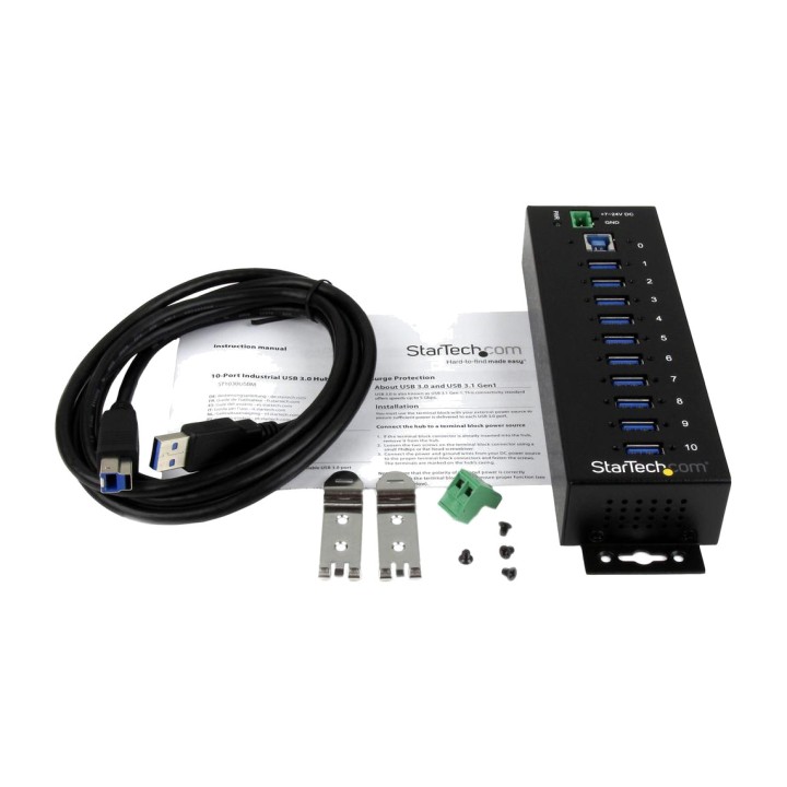 STARTECH.COM Hub USB industrial de 10 puertos con protección