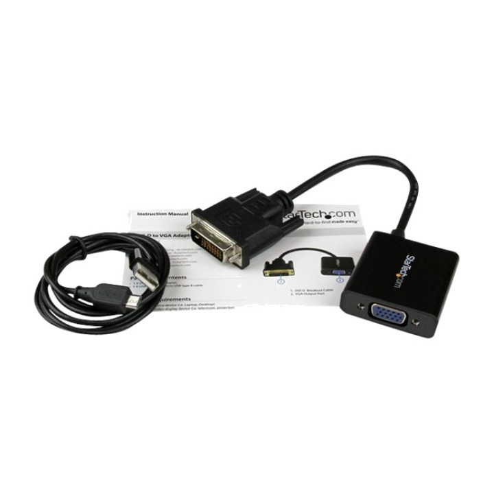 STARTECH.COM Adaptador activo DVI-D macho a VGA hembra con alimentación USB 1080P DVI2VGAE DSP0000039367