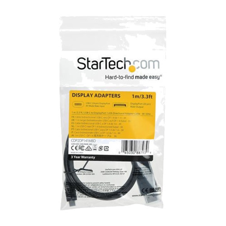 STARTECH.COM USB-C-auf-DisplayPort-Kabel 1.4 8K60HZ 1 M