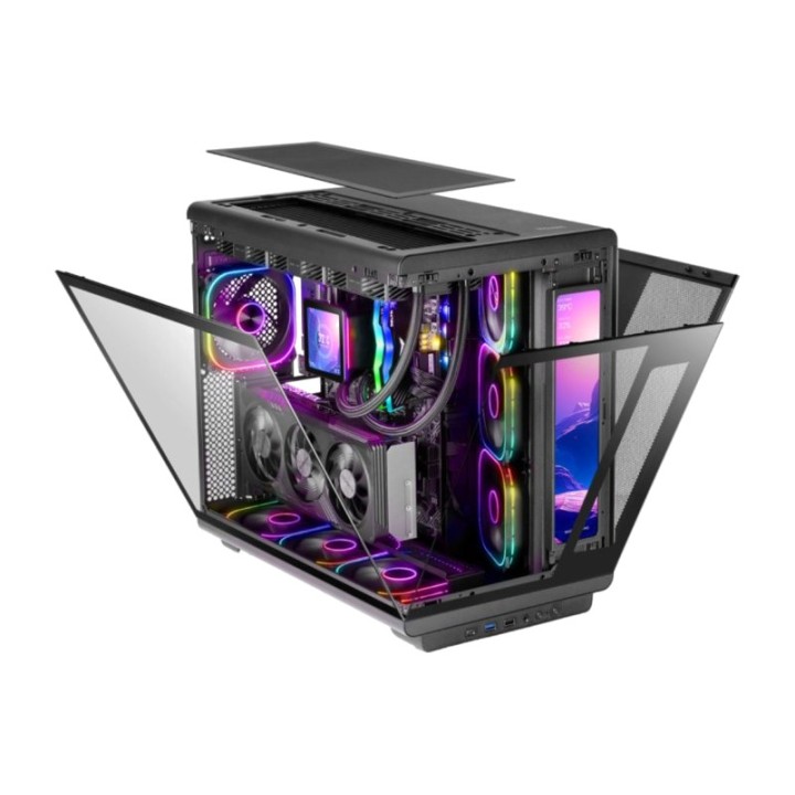 MARS GAMING Boîtier PC moyen tour avec écran LCD et verre