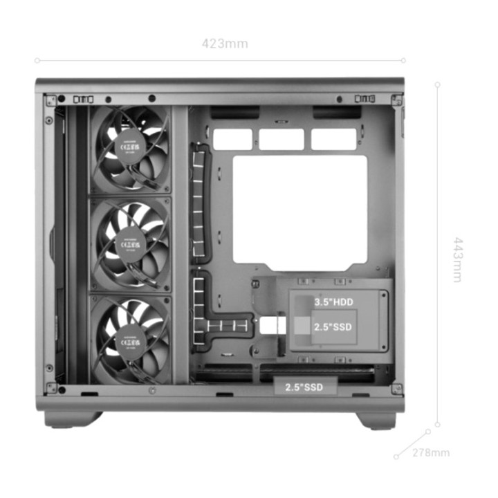 MARS GAMING Semitower pc-kabinet med LCD-skærm og hærdet