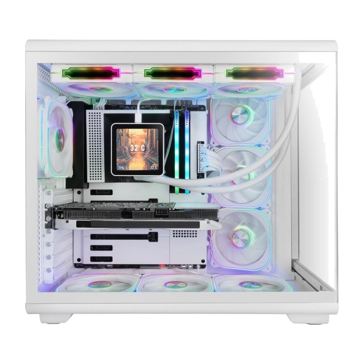 MARS GAMING Mid-tower PC case with LCD screen and tempered