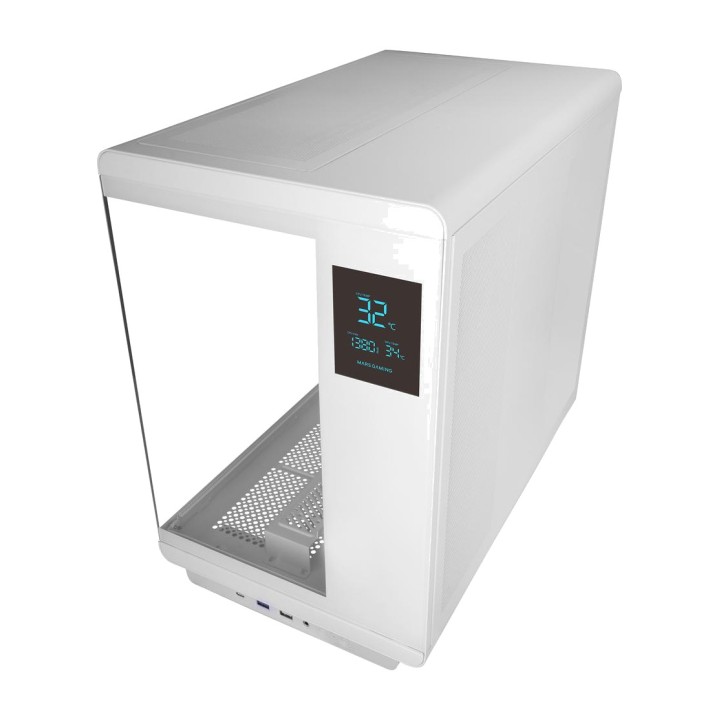 MARS GAMING Boîtier PC moyen tour avec écran LCD et verre