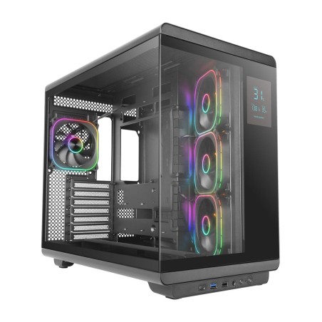 caja para pc semitorre con pantalla lcd y cristal templado mc-revpro atx-argb 4,3"