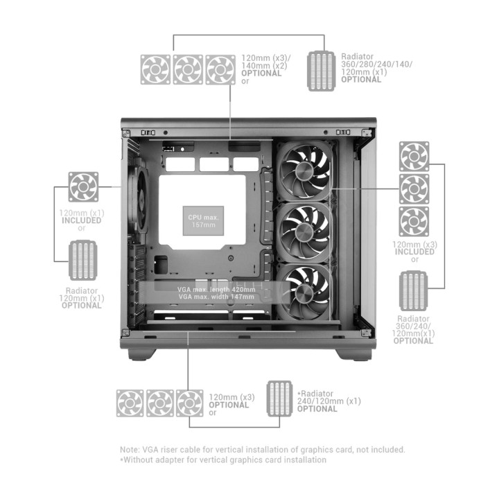 MARS GAMING Case PC mid tower con schermo LCD e vetro