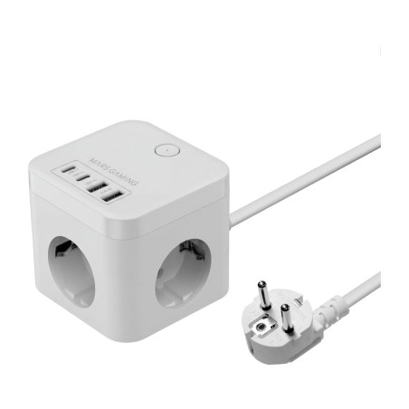 multiprise cubique de bureau avec 3 prises schuko et 4 ports usb md-cube35 35w